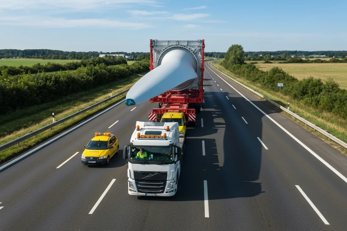 Convoi exceptionnel transport hors gabarit avec véhicules pilotes
